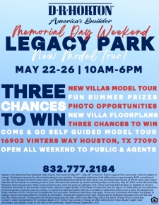 Memorial Day Weekend Legacy Park Home Tour
