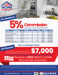 5% Commission on Select Homes