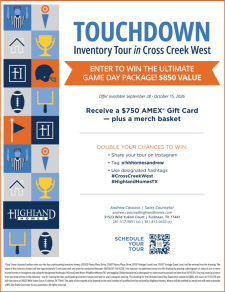 🏈 Score Big! Tour Homes & Enter to Win an $850 Game Day Package