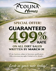 4.99 Rate Guarantee on Dirt Build Homes