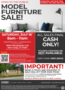 Model Furniture Sale – July 16th