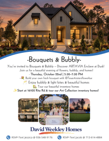 On Behalf of David Weekley Homes &ndash; Bouquets & Bubbly at the ART Collection Model!