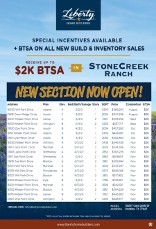 Receive Up To $2K BTSA in StoneCreek Ranch!