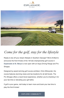 Come for the golf, stay for the Esplanade lifestyle