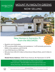 $5K Bonus in Mount Plymouth Greens!