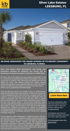 Announcing Grand Opening of Silver Lake Estates!