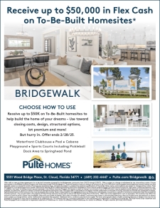 Receive Up To $50,000 in Flex Cash on To-Be-Built Homesites in Bridgewalk!*