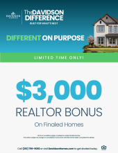$3K Realtor Bonus on Select Finaled Inventory