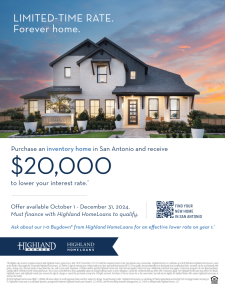 Purchase an inventory home in San Antonio and receive $20k to lower your interest rate!