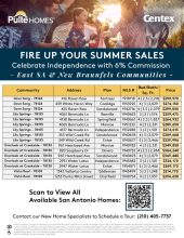 6% Commission on Select Eastside and New Braunfels Pulte & Centex Homes