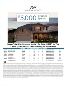 $5,000 Realtor Bonus for You at Megan’s Landing!