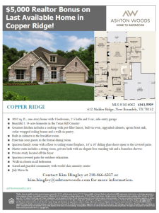 $5K Realtor Bonus! Last Home in Copper Ridge