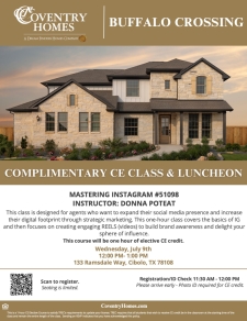 Complimentary CE Class & Luncheon at Buffalo Crossing!