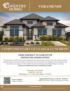 Join Our Complimentary CE Class & Luncheon at Veramendi!