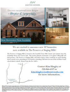New Homesites Available - Preserve at Singing Hills!