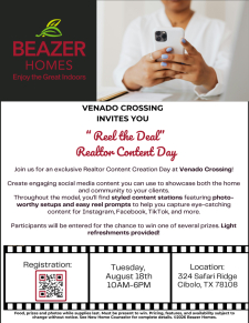 Venado Crossing Invites You: "Reel The Deal" Realtor Content Day