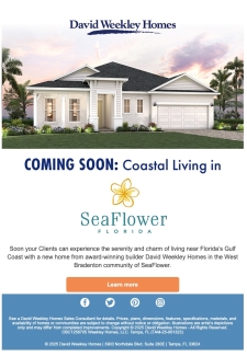 David Weekley Homes Coming Soon to SeaFlower