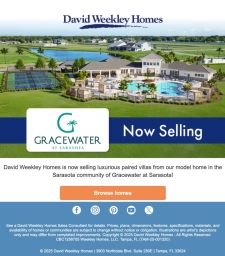David Weekley Now Selling in Gracewater at Sarasota