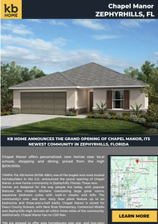 Announcing The Grand Opening Of Chapel Manor In Zephyrhills, Florida!