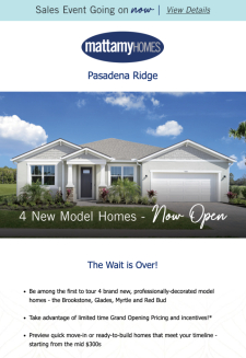 4 New Model Homes Now Open at Pasadena Ridge!