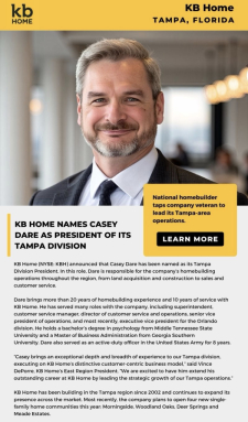 KB Home Names Casey Dare as President of Tampa Division