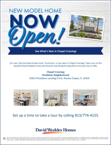 New David Weekley model open in Chapel Crossings